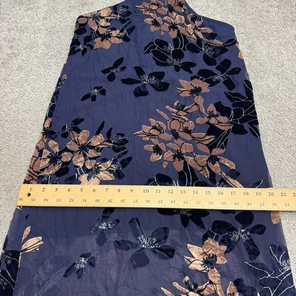 Mod Ref Floral Halter Maxi Tank Dress Womens Small Navy Velvet Burnout Bohemian - Picture 9 of 14